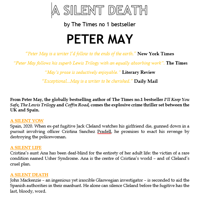 press release for A Silent Death